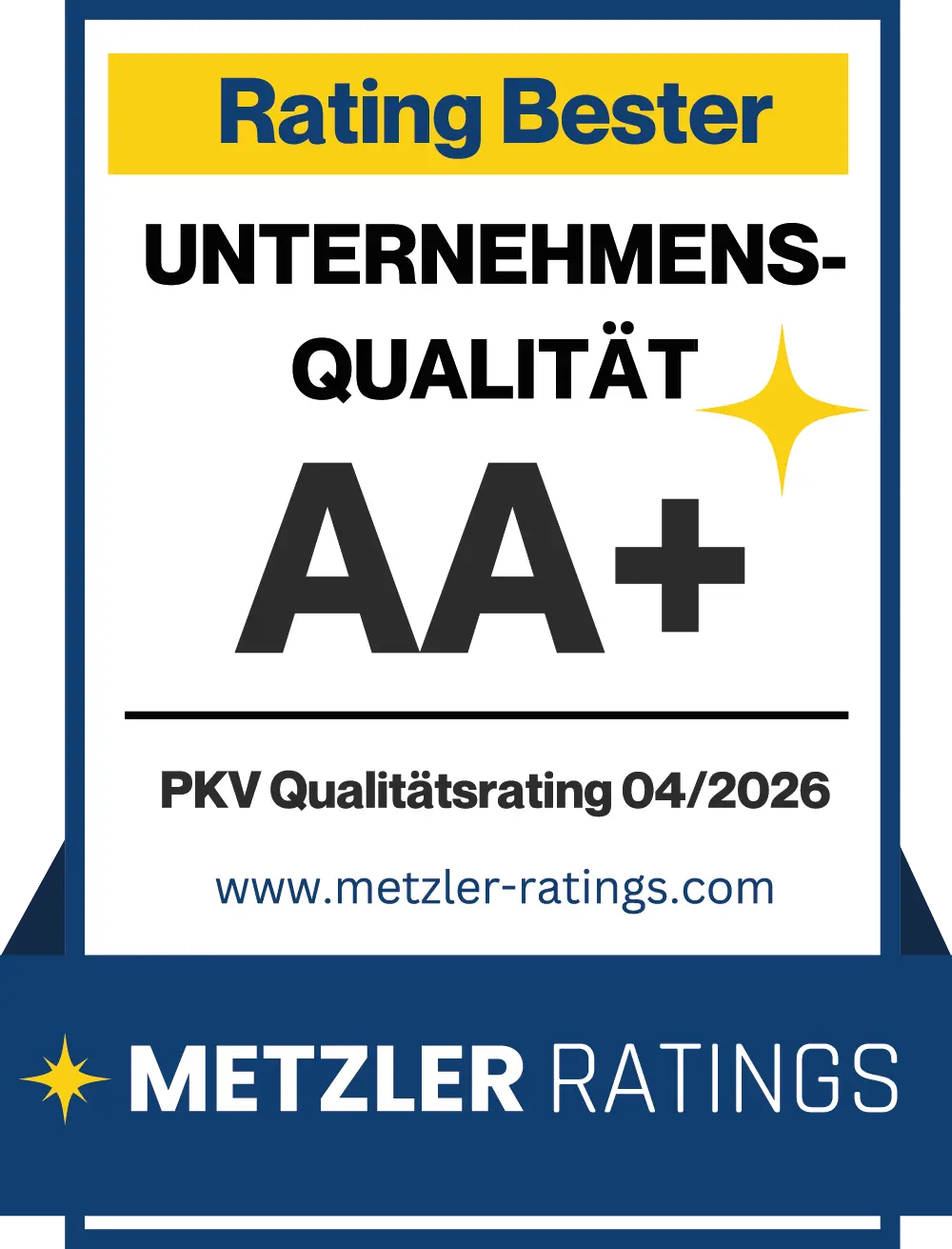 Auszeichnung Metzler Ratings PKV-Unternehmensqualität